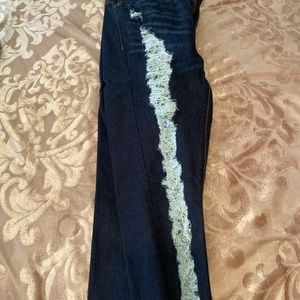 Skinny distressed capri jeans, size 12 NY&C
